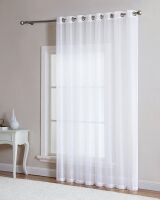 Lot of (2) LinenZone White Extra Wide Sheer Patio Door Curtain 102" x 84"