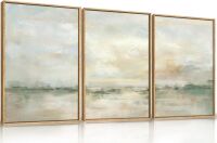 Abstract Green Gray Pastel Framed Canvas Wall Art, 16" x 24" x3