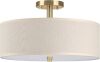 15 Inch LED 18W Adjustable 3000-5000K Brushed Nickel Drum Linen Fabric Shade Semi Flush Mount Light Fixture