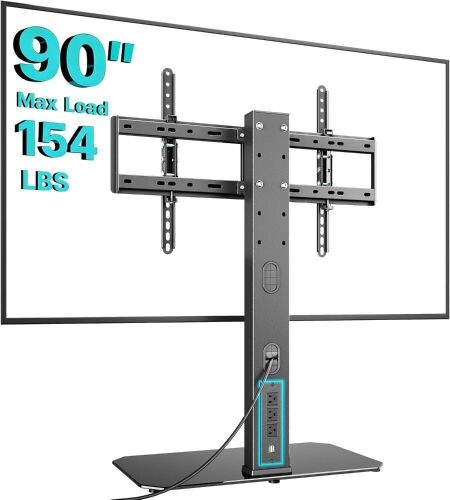 Pegzone Universal TV Stand Swivel with Power Outlet for 43-90'' TVs, Holds 154 lbs, VESA MAX 600x400mm
