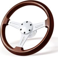 13.8" Boat Steering Wheel with 3/4" Tapered Shaft, 6 bolts Wood Grain