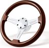 13.8" Boat Steering Wheel with 3/4" Tapered Shaft, 6 bolts Wood Grain