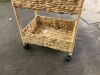 3-Tier Water Hyacinth Rolling Utility Cart w/ Weaved Baskets Natural - 2
