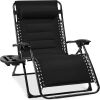Oversized Padded Zero Gravity Chair, Folding Recliner w/ Headrest, Side Tray