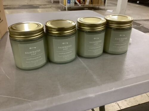 Case of (4) Crackling Wood Wick Candle, Rainwater Lily, 8oz
