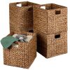 Set of 5 Collapsible Hyacinth Storage Baskets w/ Inserts - 10.5x10.5in