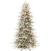 7.5' Pre-Lit Flocked Artificial Aspen Noble Fir Christmas Tree w/ Metal Stand