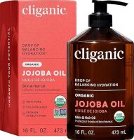 Cliganic Organic Jojoba Oil 16oz with Pump, 100% Pure | Bulk, Moisturizing Oil for Face, Hair, Skin & Nails