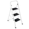 3- Step Steel Ladder, Folding Portable Step Stool w/ Non Slip Rubber Feet, Rubber Foot Pads, 330lb Capacity