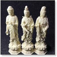 3 Pieces White Guanyin Buddha Statue Modern Handmade Sculpture Western Three Sacred Home Decoration
