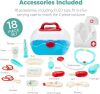 Pretend Play Doctor Kit, Boys & Girls Doctor's Outfit, Toy Medical Set w/ 18 Accessories, Coat, Hat, Carrying Case, 2 LED Toys