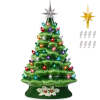 Pre-Lit Ceramic Tabletop Christmas Tree with Lights- 15in