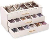 Lolalet Sunglasses Organizer Case for Women, Eyeglass Storage Holder Display Box with Clear Top Lid