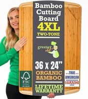 GREENER CHEF 36 x 24 Inch Extra Large Bamboo Cutting Board with Lifetime Replacements &ndash; 4XL Butcher Block, Oversized Carving & Charcuterie Board, Stovetop Cover for Kitchen Counter Space