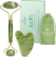 PLANTIFIQUE Jade Roller & Gua Sha Set &ndash; Real Jade Facial Tools for Skin Care Routine &ndash; Certified Face Massager for Radiant Skin
