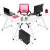 Modular L-Shape Corner Computer Desk w/ Wooden Tabletop, Keyboard Tray