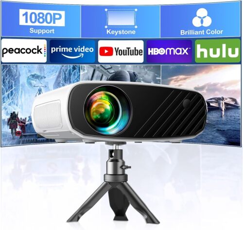 ELEPHAS Mini Projector for iphone, Portable Projector with Tripod