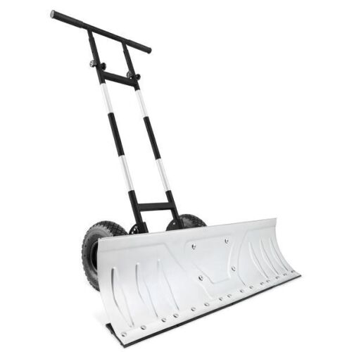 Galvanized Blade 2-Wheel Snow Pusher w/ Adjustable Handle - 36in
