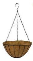 Vigoro Growers Medium Black Metal Hanging Round Planter with Coco Liner (14 in. L x 14 in. W x 7 in. H)