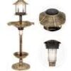 Decorative Garden Solar-Powered LED Pedestal Bird Bath Feeder w/ Planter, Lamp Topper