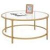 Round Tempered Glass Coffee Table w/ Steel Frame, 36in