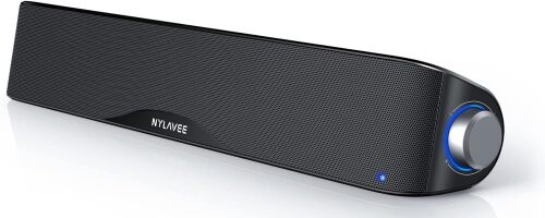 Computer Speakers, Hi-Fi Stereo Computer Sound Bar with Bluetooth & 3.5mm Aux, USB/USB-C Powered for Desktop PC, Laptop & Monitor, Built-in Mic and Headphone Jack