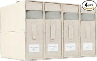 Simple&Opulence 4 Pack Bed Sheet Organizers and Storage, Linen Closet Organizers, Sheets Set Folder Storages with Window and Label (Queen/King Size) Organizing Bedding Container