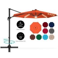 360-Degree LED Cantilever Offset Patio Umbrella w/ Tilt, 10ft