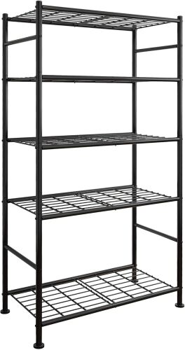Storage Shelves - 5 Tier Shelf Organizer, Heavy Duty Garage Shelving Unit with Leveling Feet, Stable Metal Shelves Organizer for Pantry, Kitchen and Closet