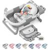 Collapsible Baby Bathtub, Baby Bath Tub with Soft Cushion & Real-Time Thermometer, Baby Bathtub Infant to Toddler Tub (0-36 Months), Portable Newborn Travel Bath tub
