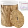 Laundry Basket with Lid Round Rattan Laundry Hamper with Lid and Handles 29.1 Gal (110 L) Handwoven Woven Basket with Removable Bags and 2 Mesh Bags for Bathroom Living Room