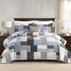 Quilt King Size, King Quilt Set, 100% Cotton King Quilt Bedding Set Bedspreads, Farmhouse Patchwork Quilt, Plaid Reversible Lightweight Rustic Bedspread, 3PC Set