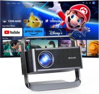 Smart Projector 1080P 4K Support with WIFI 6 and 2-Way Bluetooth 1500ANSI Auto Keystone Electric Focus Mini Projectors Home Theater Movie Outdoor Portable Projector