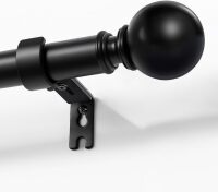 Joydeco Black Curtain Rods for Windows 32 to 120 inches, 1 inch Diameter Heavy Duty Adjustable Curtain Rods for Bedroom, Sliding Glass Doors, Outdoor, Patio