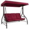 3-Seat Outdoor Canopy Swing Glider Furniture w/ Converting Flatbed Backrest