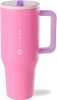 40 oz Water Bottle with Handle & Flip Straw - Fits in Cup Holder, Leak Resistant Tumbler-Reusable Insulated Stainless Steel & Rubber Base - Gifts for Women & Men
