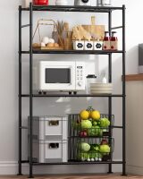 Storage Shelves - 4 Tier Shelf Organizer, Heavy Duty Garage Shelving Unit with Leveling Feet, Stable Metal Shelves Organizer for Pantry, Kitchen and Closet