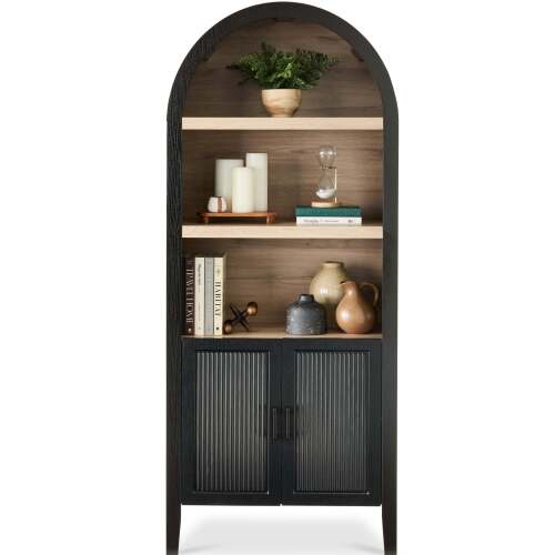 Arched 5-Tier Storage Cabinet w/ Reeded Doors, Adjustable Shelves - 72in