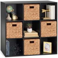 9-Cube Bookshelf Storage Display w/ 3 Removable Panels, Customizable Design