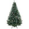 6ft Hinged Artificial Christmas Tree w/ Snow Flocked Tips, Pine Cones, Metal Stand
