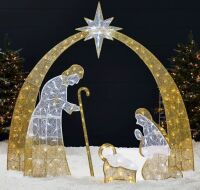 Lighted 2D Christmas Nativity Scene Outdoor Decor w/ Twinkling LED Lights