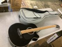 Acoustic Electric Bass Guitar w/ Equalizer, Truss Rod, Padded Gig Bag - Bag is Ripped
