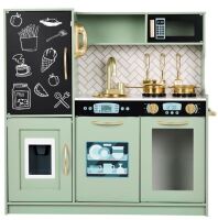 Pretend Play Kitchen Wooden Toy Set for Kids with 11 Accessories