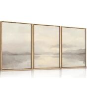Framed Abstract Neutral Wall Art, 20" x 40"