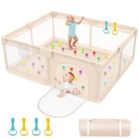 Extra Large Baby Gate Play Pen with Soft Breathable Mesh Cover, 79" x 71"