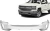 2 Piece Steel Front Bumper for Chevy Silverado 1500 2016-2019, with Fog Light Holes, without Parking Sensor Hole, Chrome Finish