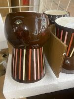 Lot of (3) Cases of Ceramic Face Planters, 4 Per Case