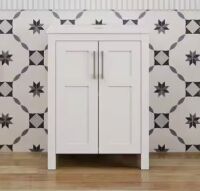 Puluomis 24 in. W x 18.1 in. D x 31.7 in. H White Bath Vanity with White Solid Surface Top