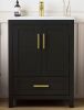 DELUXE LIVING Raven 25 in.W Single Sink Black Freestanding Bath Vanity with White Engineered Solid Surface Top