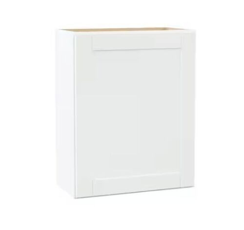 Hampton Bay Shaker 24 in. W x 12 in. D x 30 in. H Assembled Wall Cabinet in Satin White
